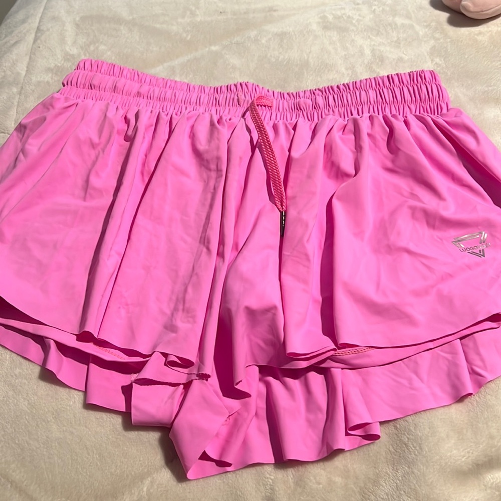 pink running shorts